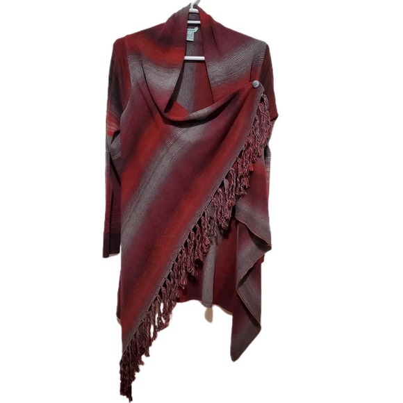 Nostalgia Jackets & Blazers - NWT Nostalgia Midwestern Rustic Fringe Poncho Shawl Cape Women's Size Small